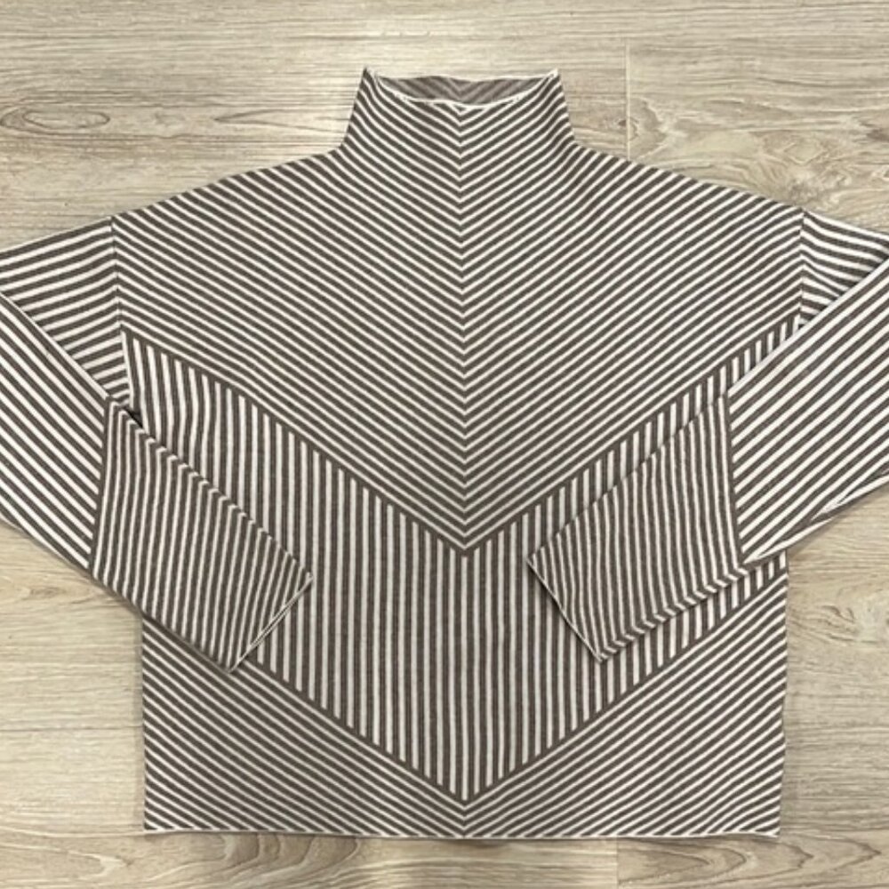 Striped Tan Mock-Turtleneck by TAHARI